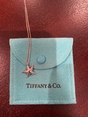 Tiffany & Co. Starfish Pendant Necklace in Silver on Tiffany Blue Pouch